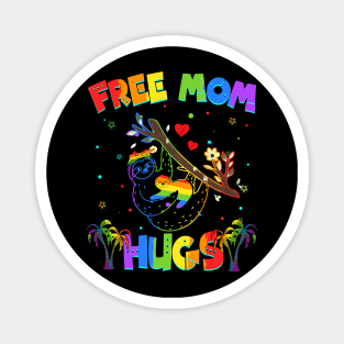 Free Mom Hugs Sloth LGBT Pride Magnet